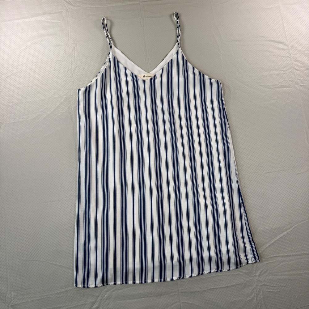 The Impeccable Pig Striped Cami Dress Small Blue White V-Neck Spaghetti Strap